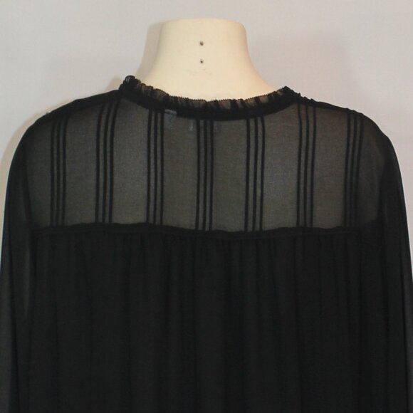 Wilfred Aritzia long sleeve black sheer ruffle collar blouse size large - Picture 5 of 9
